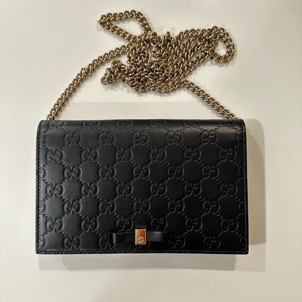Gucci wallet on chain signature guccissima black and gold - Picture 2 of 10